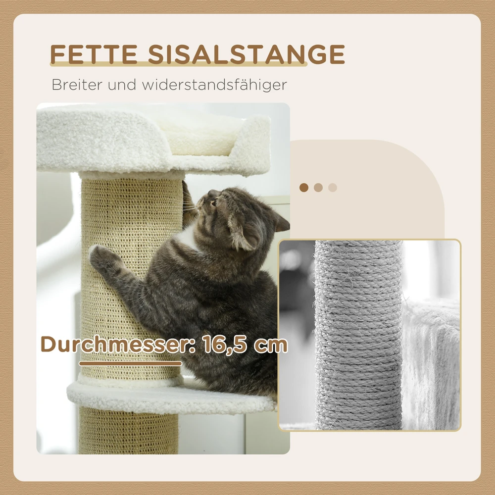 Aosom Katzenbaum 91 cm, kačių draskyklė su guoliu, platforma, kreminė