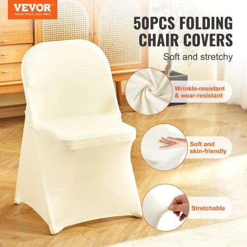 Koduva Kėdžių užvalkalai VEVOR, elastanas, dramblio kaulo baltos spalvos, 50 vnt., iki 40 x 42 x 77 cm