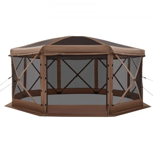 Koduva Kempingo pavėsinė su tinkleliu VEVOR, ruda, 4,57 x 4,57 x 2,2 m, 12-15 asmenų