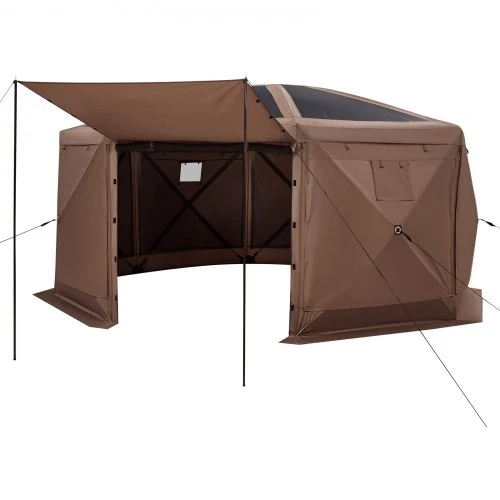 Koduva Kempingo pavėsinė su tinkleliu VEVOR, ruda, 4,57 x 4,57 x 2,2 m, 12-15 asmenų