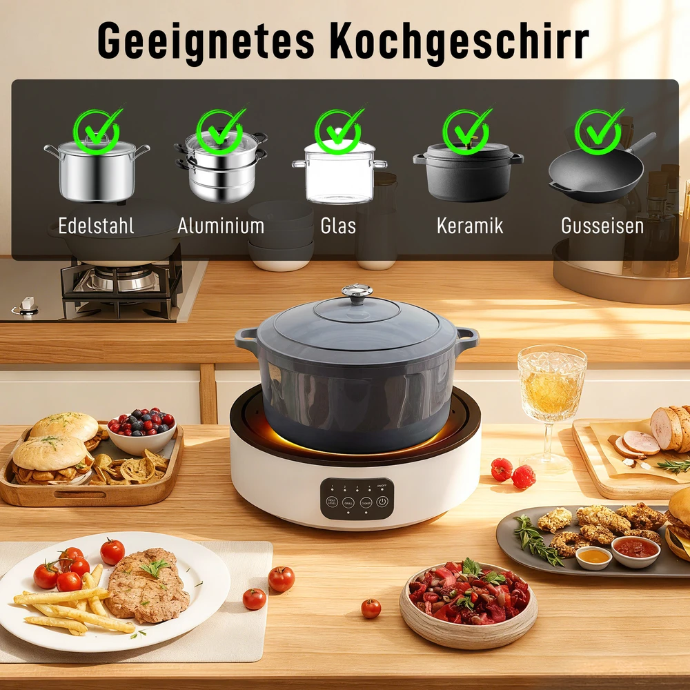 Aosom Keraminė kaitlentė ir grilis, 2-in-1, 2000 W, balta
