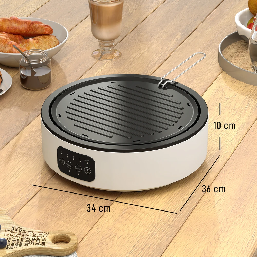 Aosom Keraminė kaitlentė ir grilis, 2-in-1, 2000 W, balta