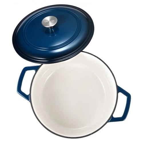 VEVOR Ketaus troškintuvas su emalio danga, 5,7 l, mėlynas, 35 x 27 x 19 cm