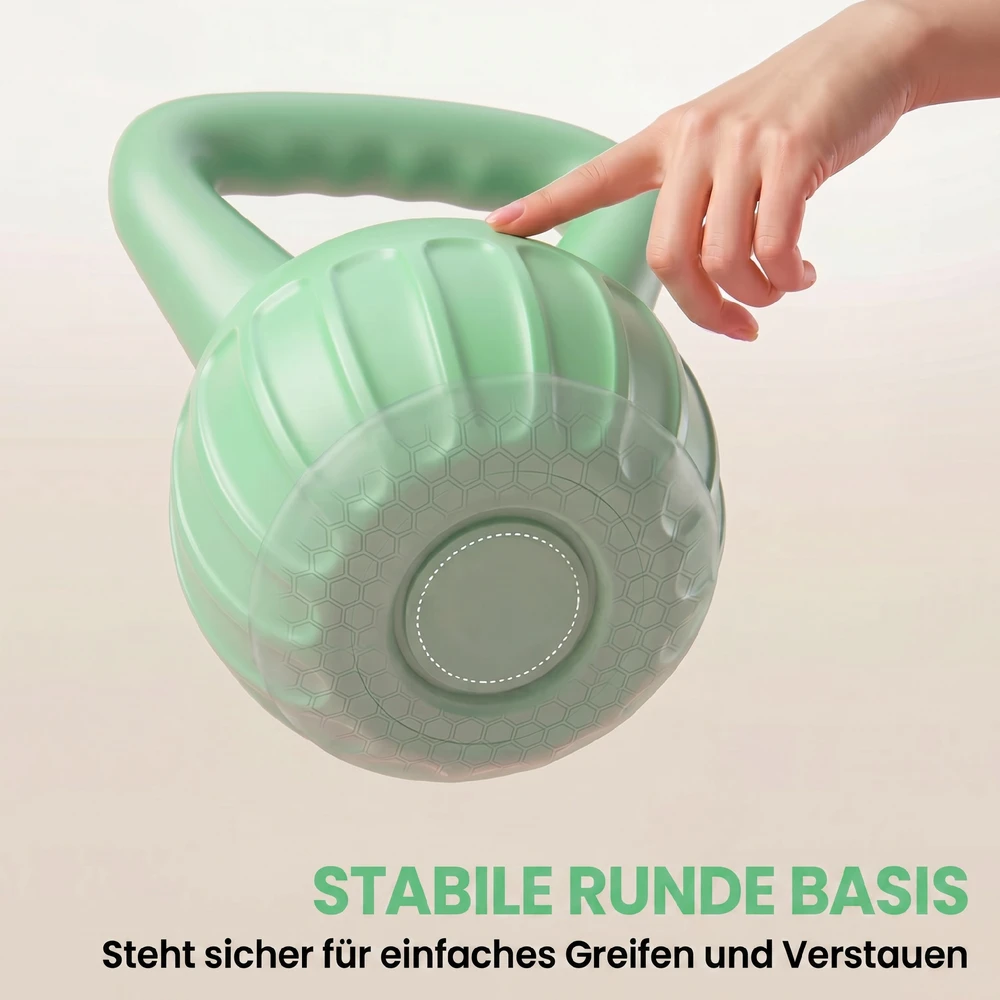 Virdulys Aosom Kettlebell 10 kg, žalia, plastikas, smėlio užpildas, 21 x 21 x 27 cm