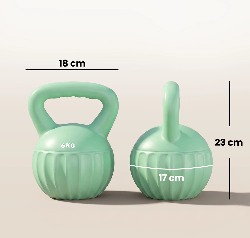 Virdulys Aosom Kettlebell 6kg, žalia, 17 x 17 x 23 cm