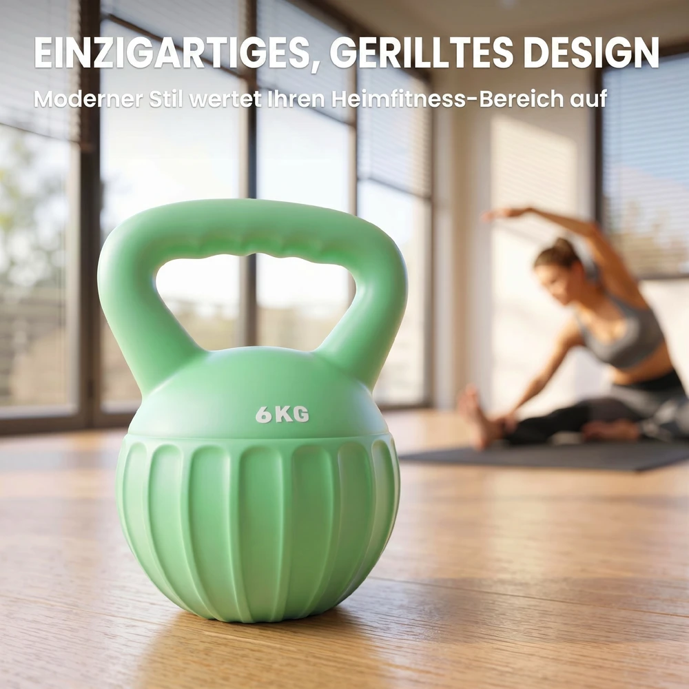 Virdulys Aosom Kettlebell 6kg, žalia, 17 x 17 x 23 cm