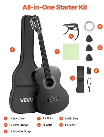 VEVOR Klasikinė gitara M5831, 960 mm, juoda