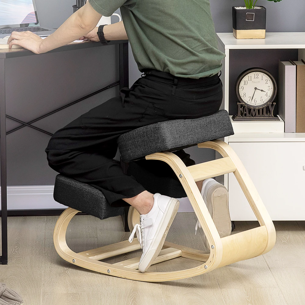 Aosom Kneeling chair ergonomiška kelių kėdė, juoda, 120 kg