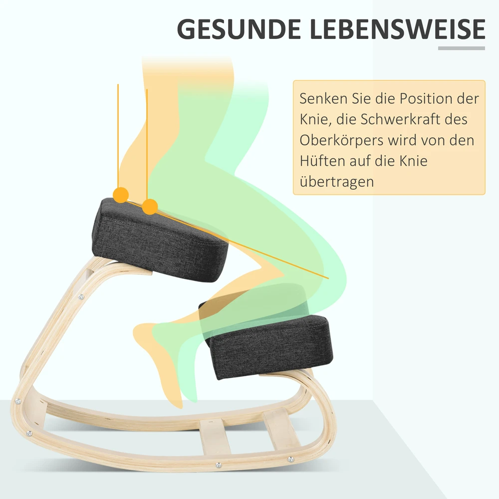 Aosom Kneeling chair ergonomiška kelių kėdė, juoda, 120 kg
