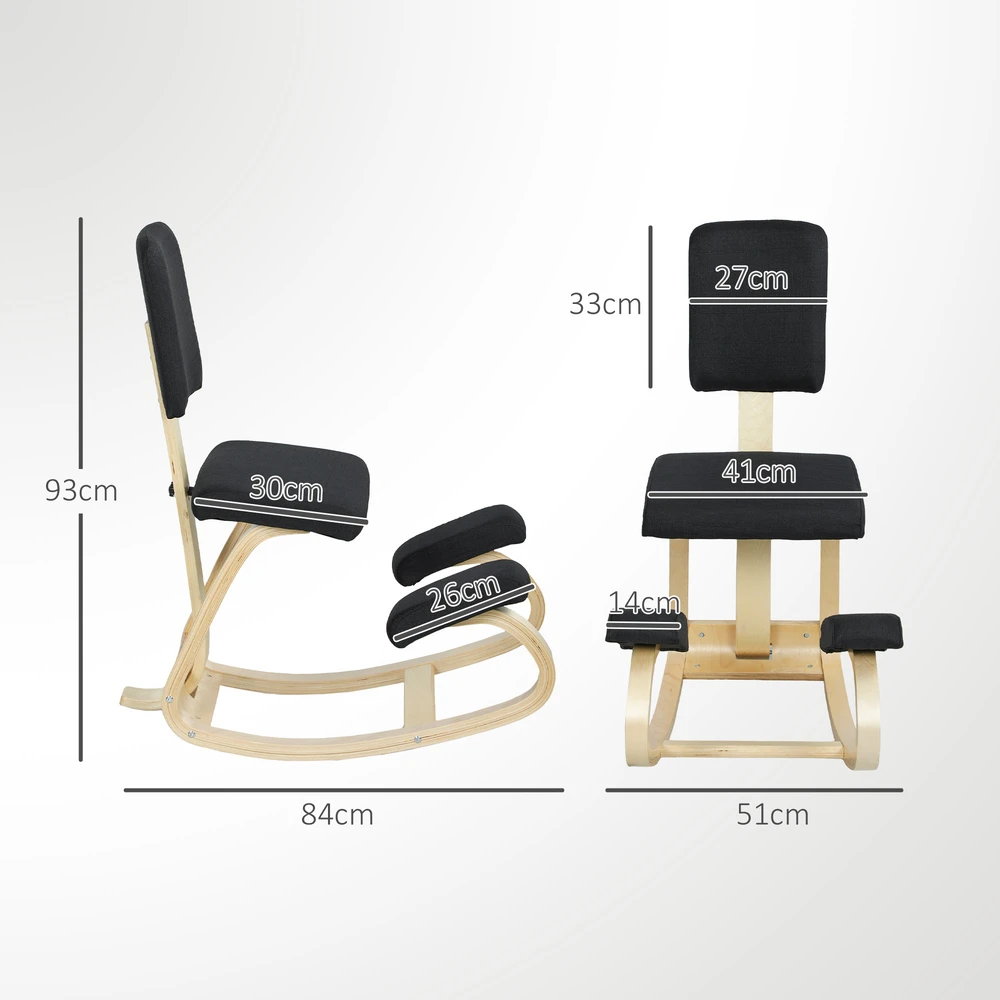 Aosom Kneeling chair juodas, beržo mediena, 120 kg