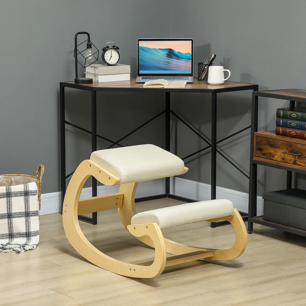 Aosom Kneeling chair namų biurui, kreminė balta, 55 x 85 x 55 cm