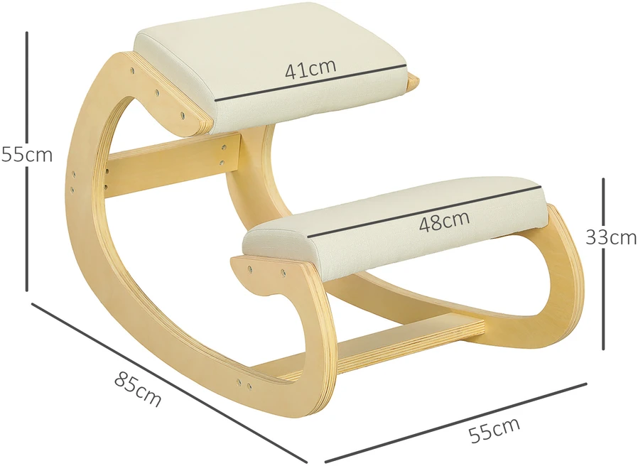 Aosom Kneeling chair namų biurui, kreminė balta, 55 x 85 x 55 cm