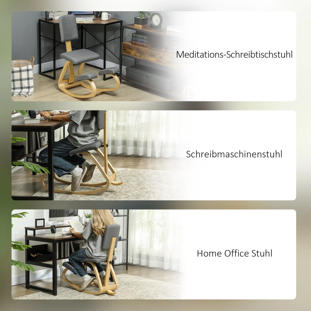 Aosom Kneeling chair, pilkas, 51 x 84 x 93 cm