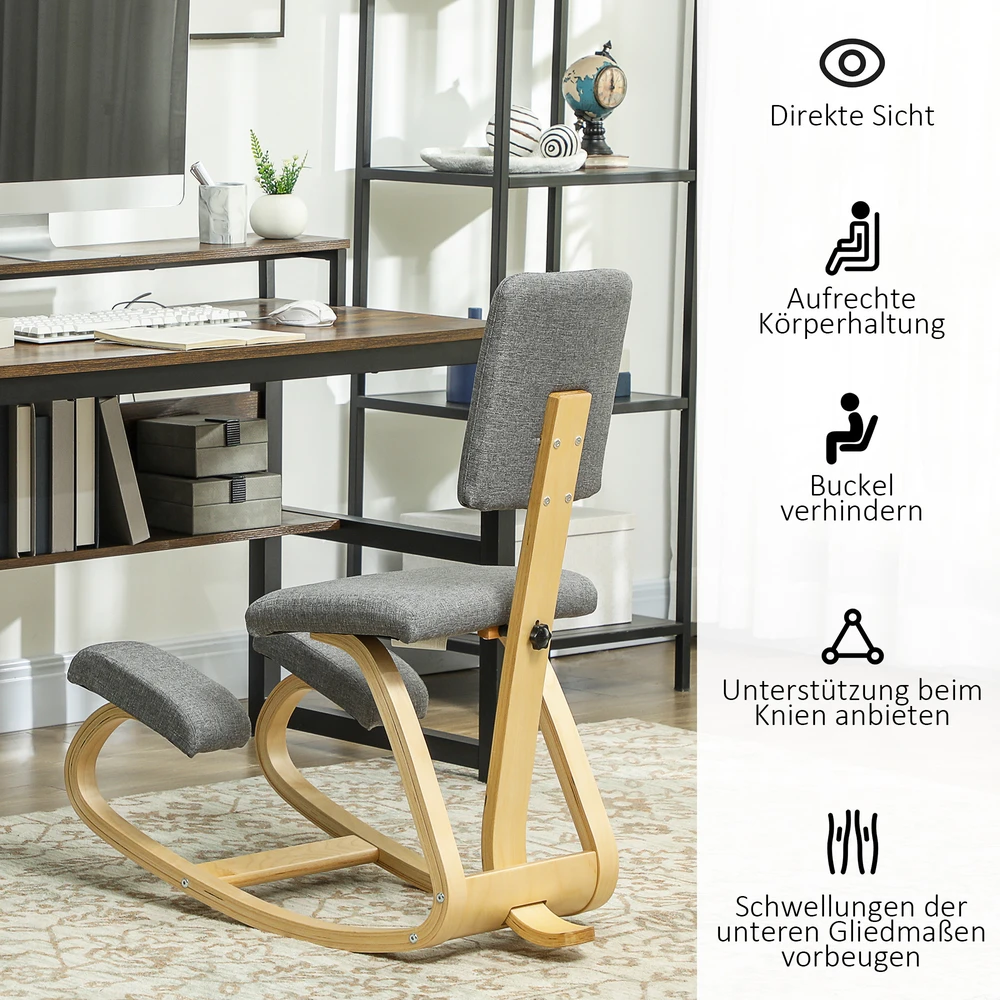 Aosom Kneeling chair, pilkas, 51 x 84 x 93 cm