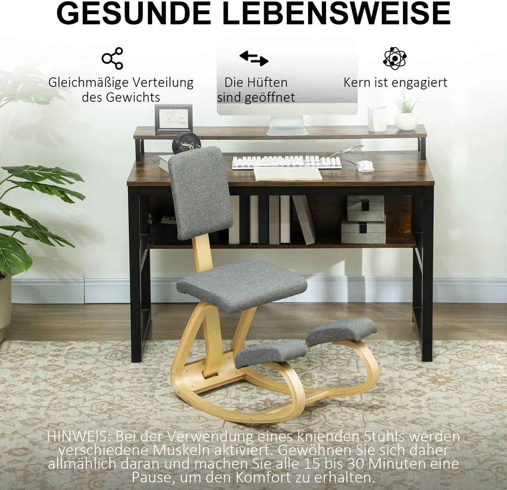Aosom Kneeling chair, pilkas, 51 x 84 x 93 cm