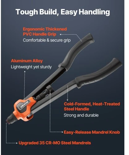 VEVOR Kniedžių veržlių įrankio rinkinys DY-8805A, 42 cm, oranžinis / juodas, su 13 įtvarų ir 130 veržlių