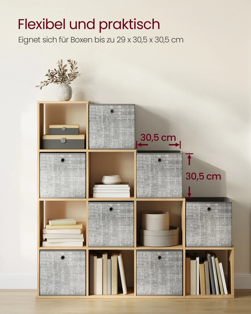 Songmics Knygų lentyna su 10 skyriais, 29 x 129,5 x 129,5 cm, ąžuolo smėlio spalvos