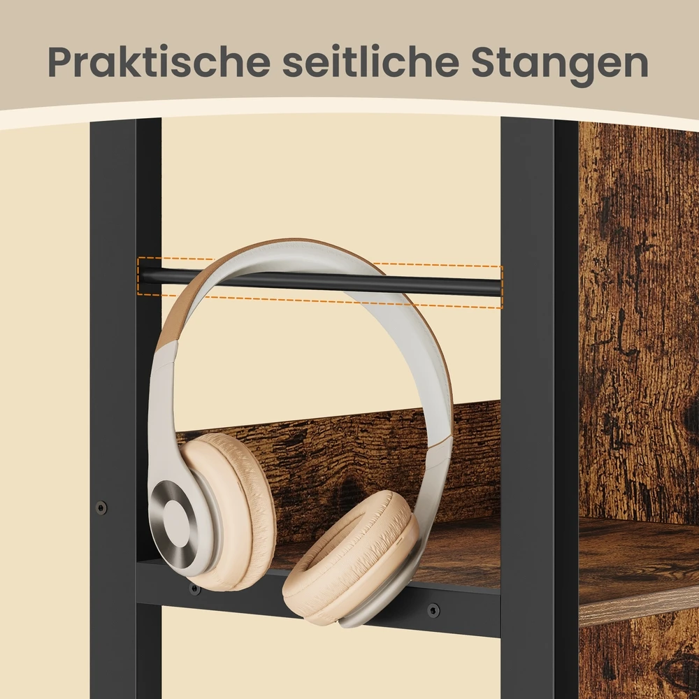 Songmics Knygų lentyna su 3 aukštais ir 6 skyriais, 30 x 60 x 114 cm, ruda-juoda