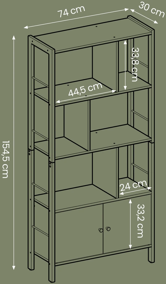Songmics Knygų lentyna su 4 atviromis lentynomis, 30 x 74 x 154,5 cm, balta