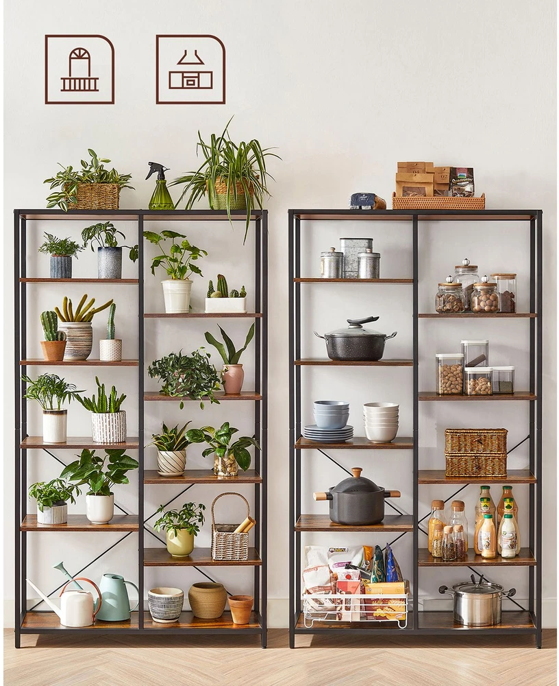 Songmics Knygų lentyna su 5 atviromis lentynomis, 100 x 30 x 170 cm, medžio drožlių plokštė ir plienas