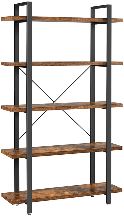 Songmics Knygų lentyna su 5 lentynų lygiais, medžio drožlių plokštė ir plienas, 33,5 x 105 x 177,5 cm