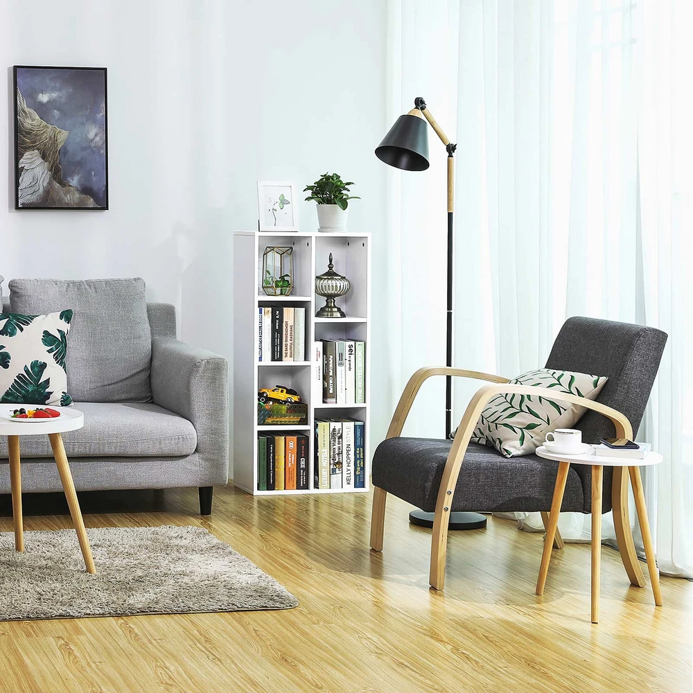 Songmics Knygų lentyna su 7 skyriais, balta, medžio drožlių plokštė, 50 x 24 x 106 cm