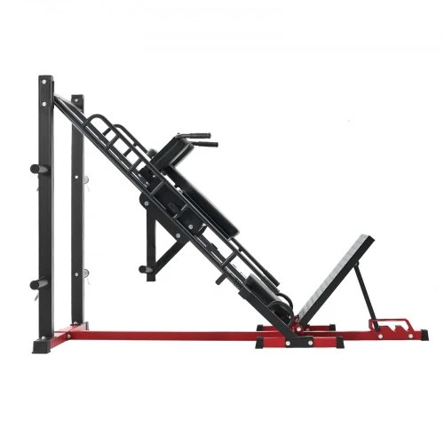 VEVOR Kojų preso ir hack squat treniruoklis HM1904, juoda / raudona, 215 x 147 x 123 cm