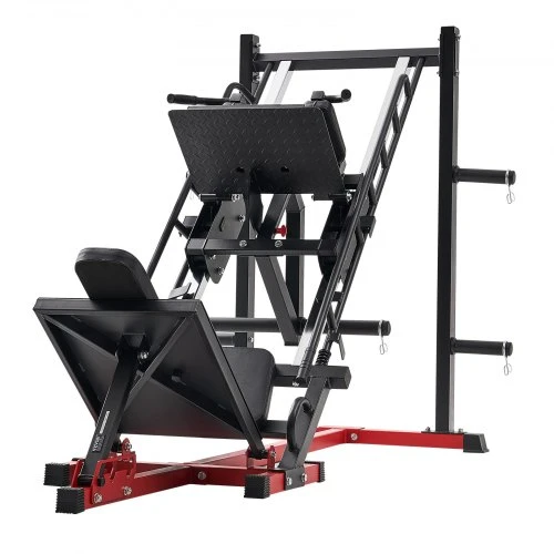 VEVOR Kojų preso ir hack squat treniruoklis HM1904, juoda / raudona, 215 x 147 x 123 cm