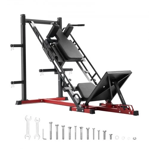 VEVOR Kojų preso ir hack squat treniruoklis HM1904, juoda / raudona, 215 x 147 x 123 cm