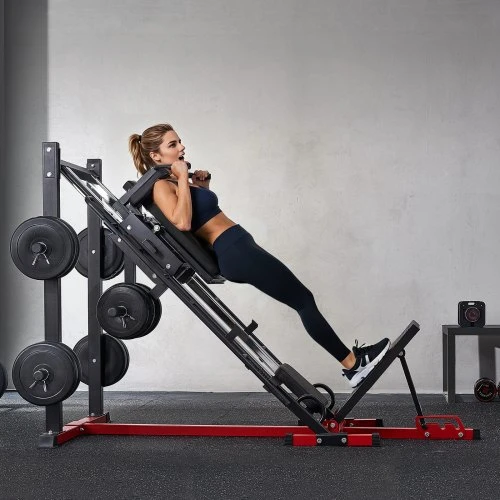 VEVOR Kojų preso ir hack squat treniruoklis HM1904, juoda / raudona, 215 x 147 x 123 cm