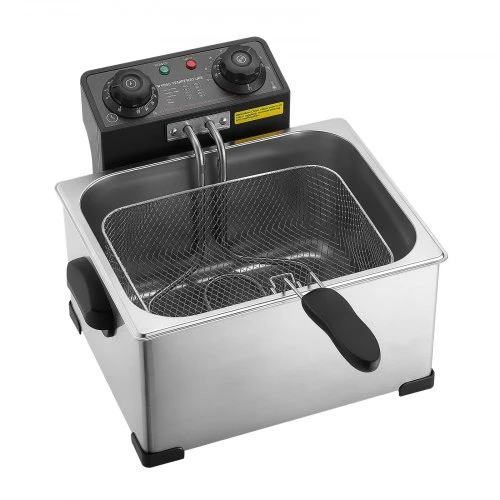 VEVOR Komercinė elektrinė gruzdintuvė IEF-5L, 5,2 l, 2500 W, nerūdijantis plienas, sidabrinė