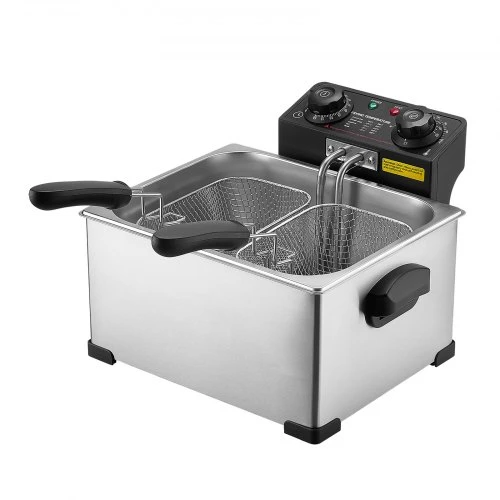 VEVOR Komercinė elektrinė gruzdintuvė IEF-5L, 5,2 l, 2500 W, nerūdijantis plienas, sidabrinė
