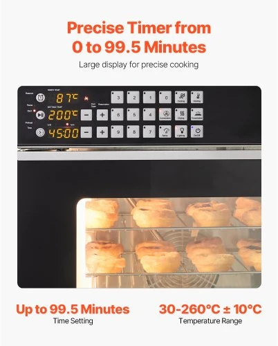 VEVOR Komercinė konvekcinė orkaitė FD-68DE, 58 l, 2800 W, 4 lygių, nerūdijantis plienas