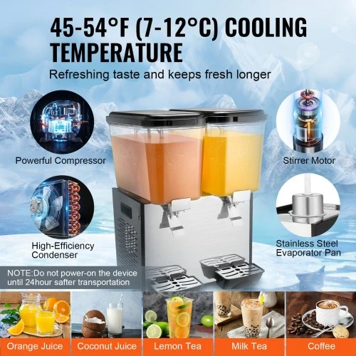 Koduva Komercinis gėrimų dozatorius VEVOR, 2 x 18 l, 370 W, nerūdijantis plienas