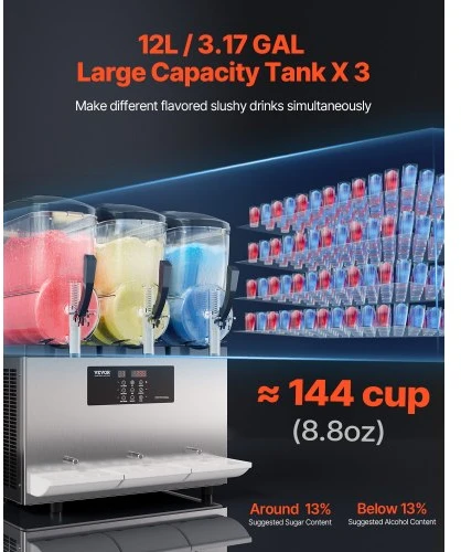 VEVOR Komercinis granitos aparatas XN360B, 12 l x 3, nerūdijantis plienas