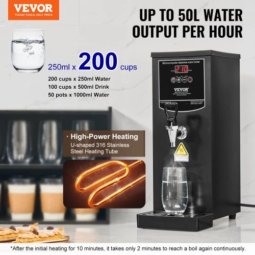 VEVOR Komercinis karšto vandens dozatorius KW-10SA, 10 l, 1500 W