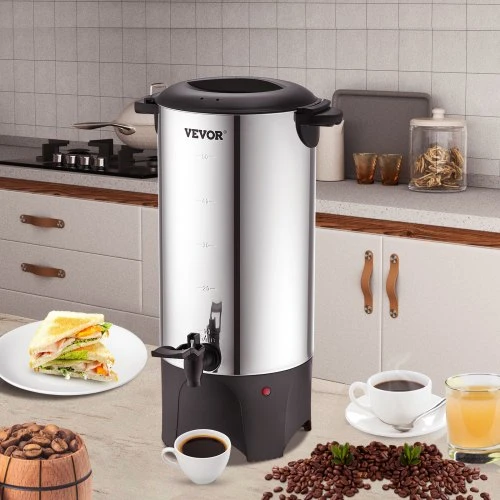 VEVOR Komercinis kavos virimo urnas KLY-7.4K, 7,4 l / 50 puodelių, 1000 W, sidabrinis