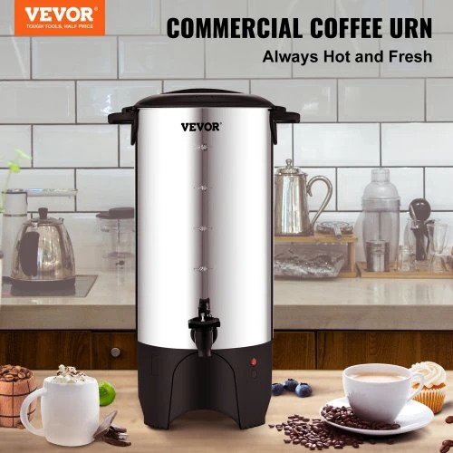 VEVOR Komercinis kavos virimo urnas KLY-7.4K, 7,4 l / 50 puodelių, 1000 W, sidabrinis