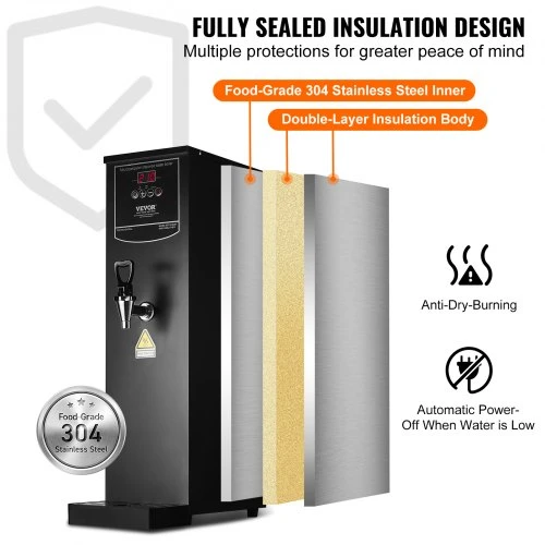 VEVOR Komercinis vandens boileris KW-20SA, 20 l, 1500 W, 18 x 30 x 69 cm