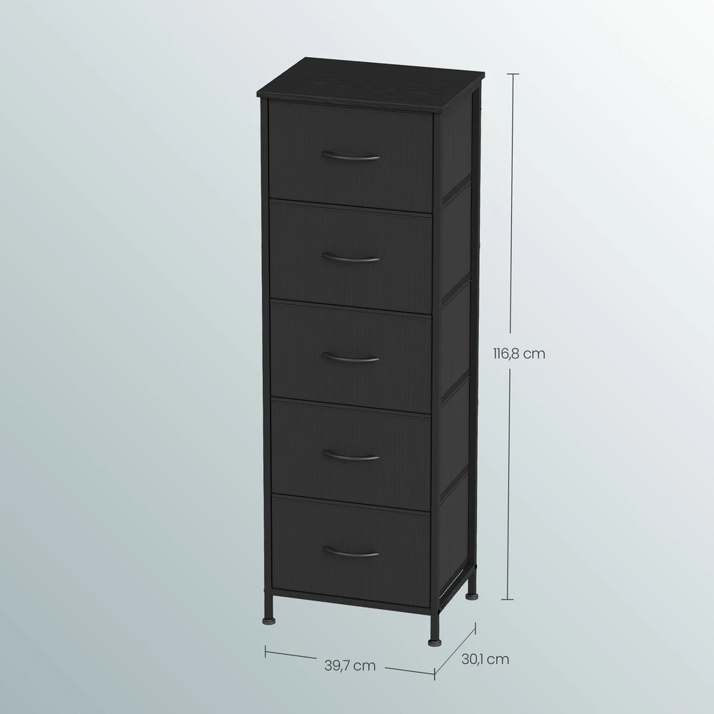 Koduva Komoda su 4 medžiaginiais stalčiais, plienas ir MDF, 30 x 39,6 x 116,7 cm