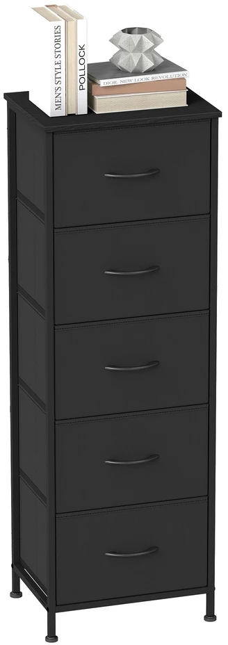 Koduva Komoda su 4 medžiaginiais stalčiais, plienas ir MDF, 30 x 39,6 x 116,7 cm