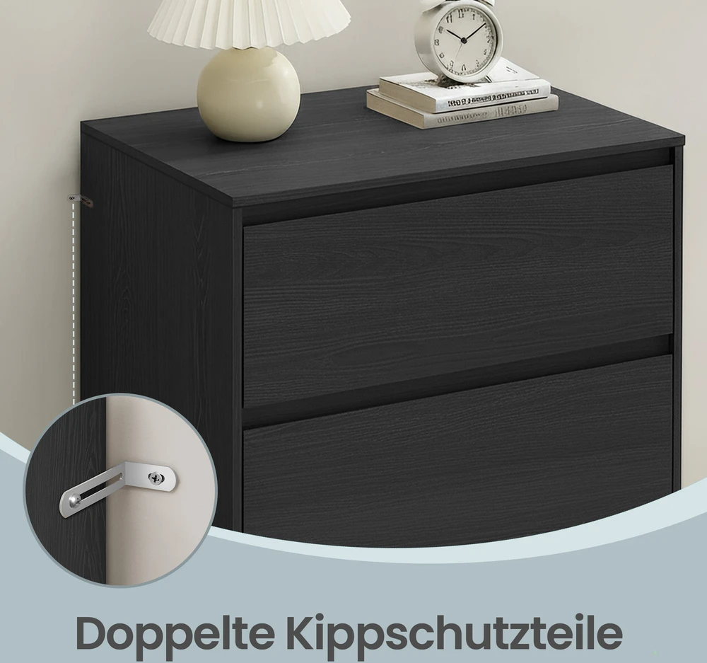 Koduva Komoda su 4 stalčiais, juoda, medžio drožlių plokštė ir MDF, 40 x 60 x 97,4 cm