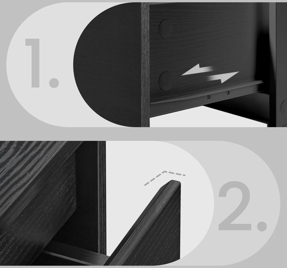 Koduva Komoda su 8 stalčiais, juoda, 40 x 119,4 x 97,5 cm, medžio drožlių plokštė ir MDF