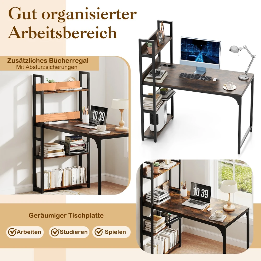 Promotion Kompiuterio Stalas su Įkrovimo Stotimi Rudas