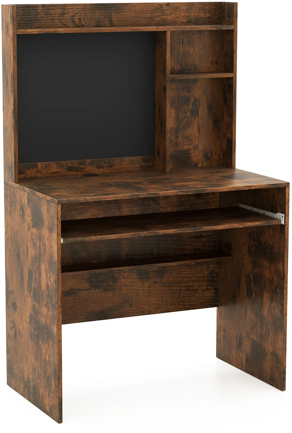 Promotion Kompiuterio stalas su magnetine lenta ir klaviatūros stalčiumi, Rustic Brown