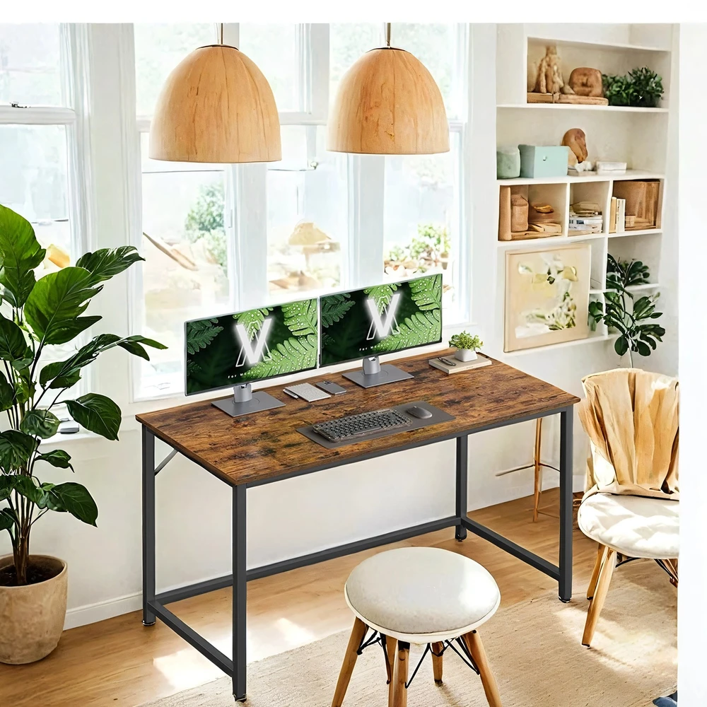Koduva Kompiuterio stalas su plieniniu rėmu, 120 x 60 x 75 cm, rudos-juodos spalvos