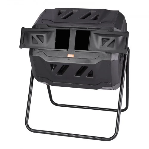 VEVOR Kompostavimo būgnas, 162,7 l, su dviem kameromis, PP ir Q235B plienas, 74 x 63 x 96 cm