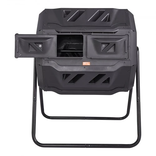 VEVOR Kompostavimo būgnas, 162,7 l, su dviem kameromis, PP ir Q235B plienas, 74 x 63 x 96 cm