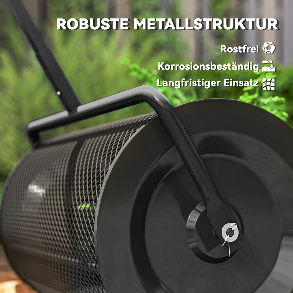 Aosom Komposto barstytuvas 75 l, 61 x 40 cm, juodas, metalinis