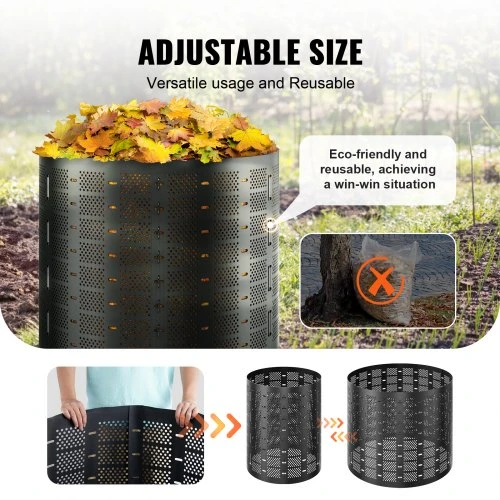 Koduva Komposto dėžė VEVOR, HDPE, juoda, 1000 l, 335 x 90 cm